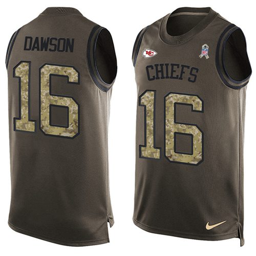 Nike Chiefs #16 Len Dawson Green Men's Stitched NFL Limited Salute To Service Tank Top Jersey - Click Image to Close